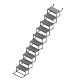 10 Step Bow to Beach Boat Ladder with grey PE/EVA foam treads