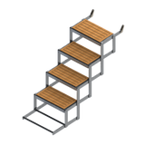 4 Step Bow to Beach Boat Ladder with teak PE/EVA foam treads