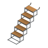 5 Step Bow to Beach Boat Ladder with teak PE/EVA foam treads