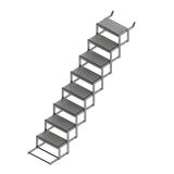 8-Step Bow to Beach Ladder with Grey PE/EVA Foam Treads