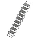 9-Step Bpw to Beach Boat Ladder with Grey PE/EVA Foam Treads