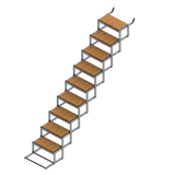 9 Step Bow to Beach Boat Ladder with teak PE/EVA foam treads